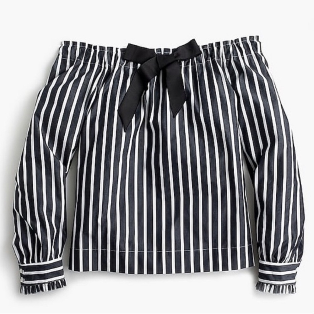 JCrew off the shoulder black and white top, Size M